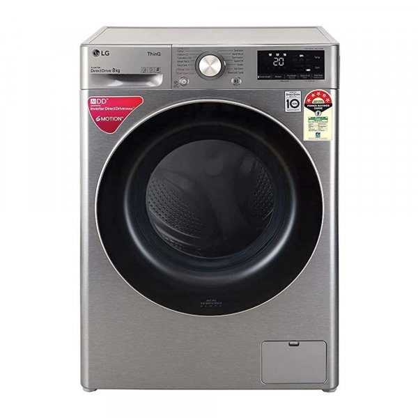 LG 8 kg 5 Star Inverter Wi-Fi Fully-Automatic Front Loading Washing Machine (FHV1408ZWP, Platinum Silver, Steam)