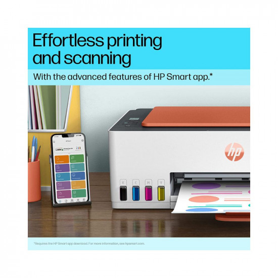 HP Smart Tank 589 All-in-one WiFi Colour Printer (Upto 6000 Black and 6000 Colour Pages Included in The Box). - Print, Scan & Copy for Office/Home