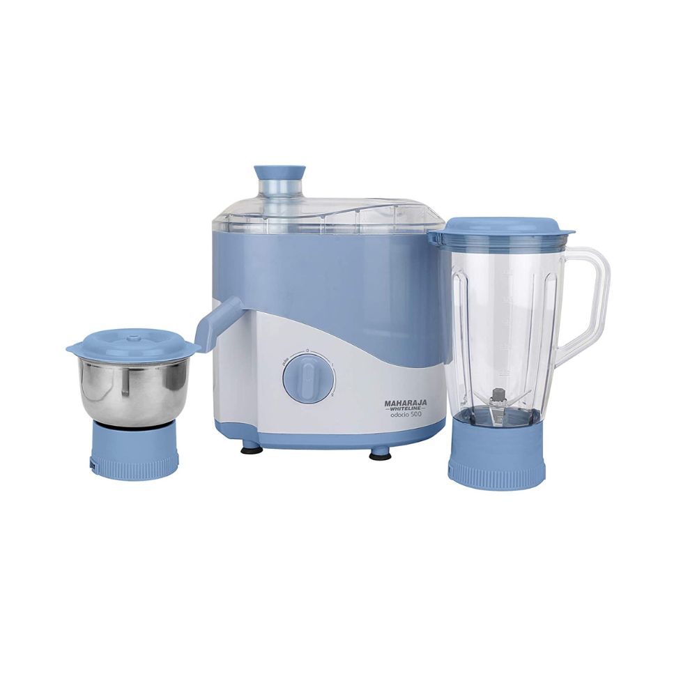 Maharaja Whiteline Jmg Odacio 500-Watt Juicer Mixer Grinder with 2 Jars (Blue/White)