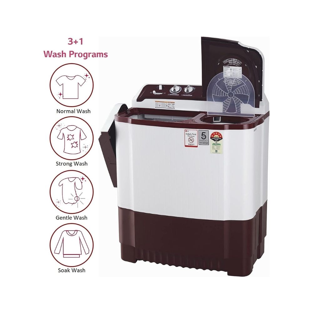 LG P8035SRAZ 8 kg Semi Automatic Washing Machine, Burgabdy red (P8035SRAZ)