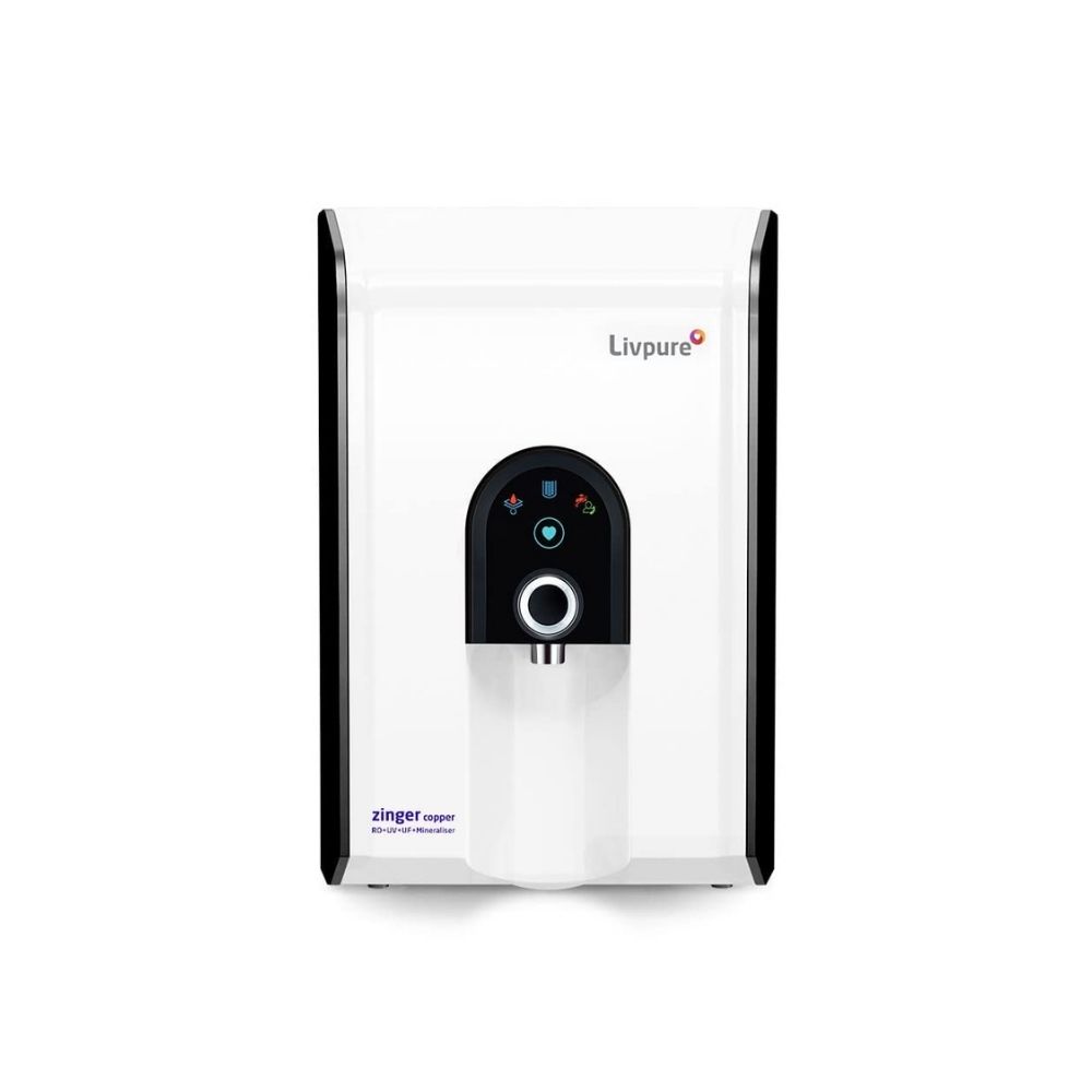 Livpure Zinger White DX Ecocare RO+Pure UV+UF+Mineraliser+Copper, 6.5 L tank-White, 15 LPH Water Purifier