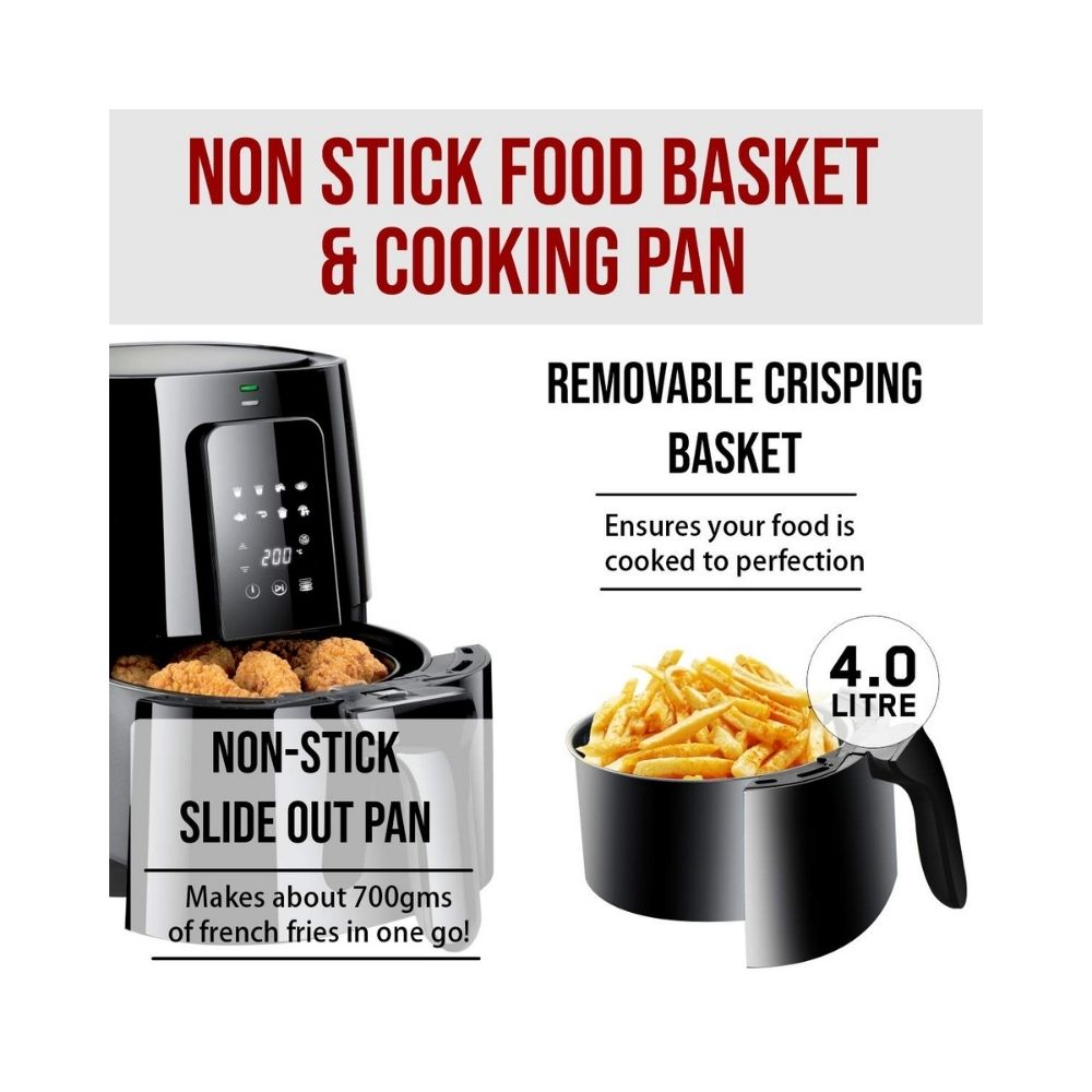 Inalsa Air Fryer Digital Nutri Fry-1400W 4L,Smart AirCrisp Technology