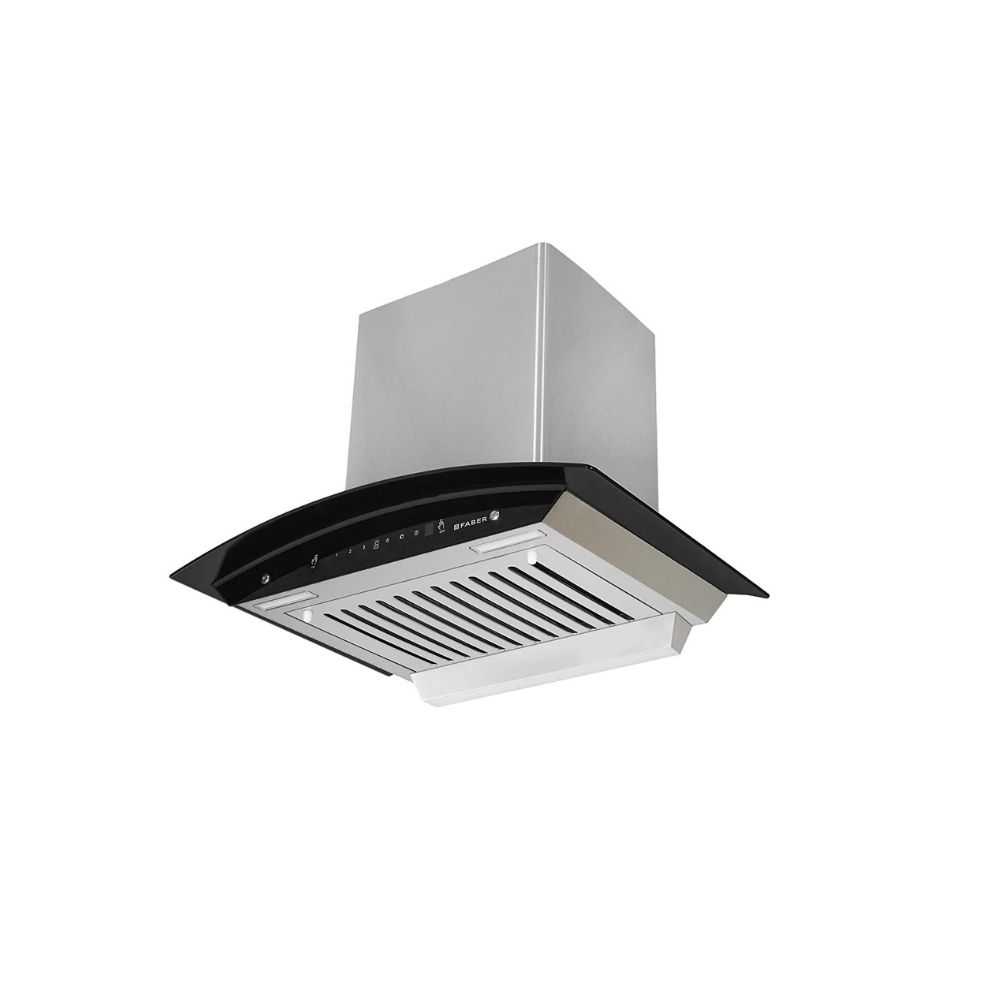 Faber 60 cm 1100 m³/HR Auto-Clean Curved Glass Kitchen Chimney (Hood Zest HC SC SS 60, 1 Baffle Filter, Touch Control, Stainless Steel)