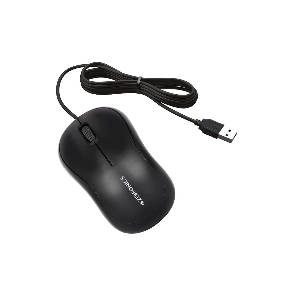 Zebronics zeb-comfort wired usb mouse, 3-button, 1000 dpi optical sensor black