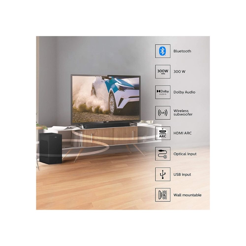 Philips TAB7305/94 300 W Bluetooth Soundbar (Black, 2.1 Channel)