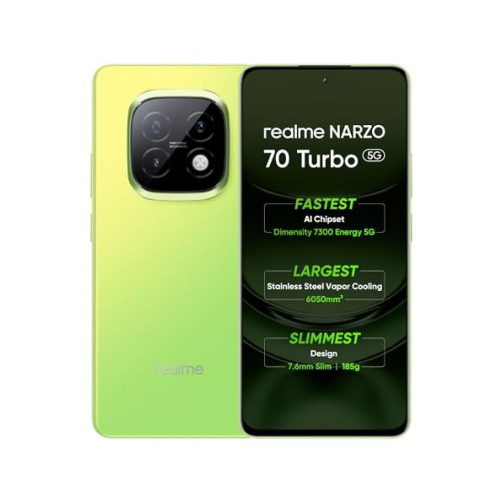 realme NARZO 70 Turbo 5G Turbo Green 8GB RAM128GB Storage  Segments Fastest Dimensity 7300 Energy 5G Chipset  Motorsports Inspired Design