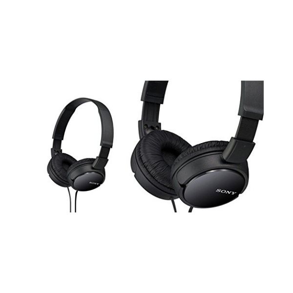 Sony MDR-ZX110AP Wired On-Ear Headphones with tangle free cable, 3.5mm Jack (Black)