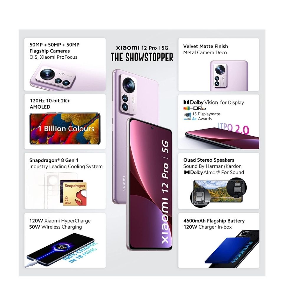 Xiaomi 12 Pro 5G (Opera Mauve, 8GB RAM, 256GB Storage)