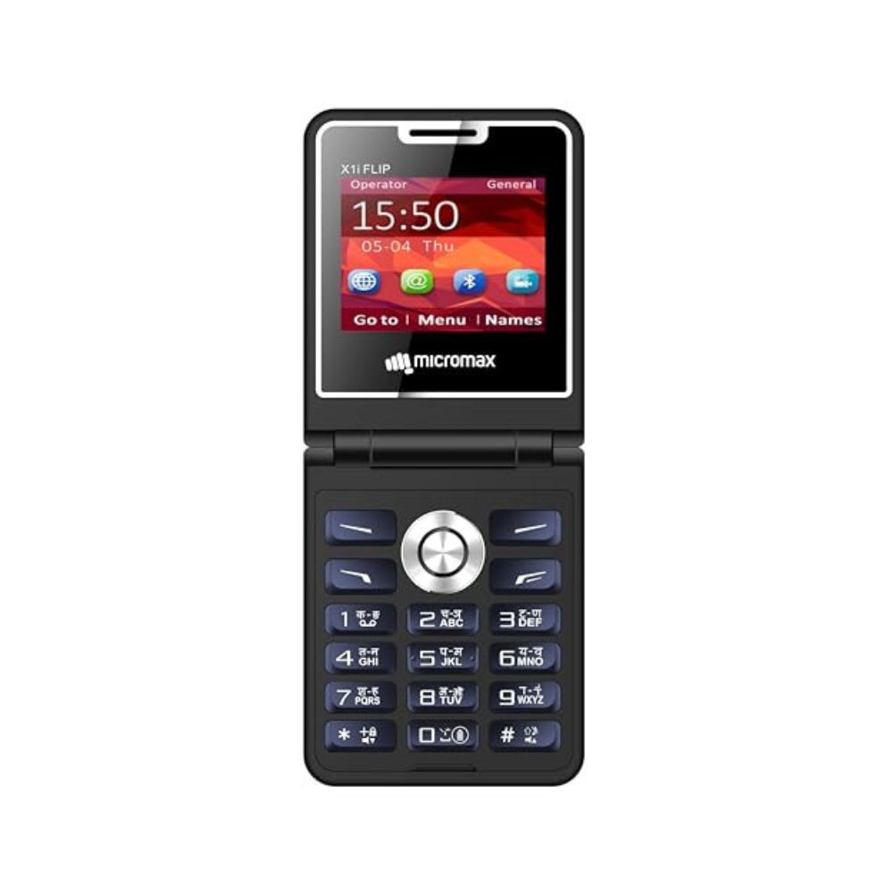 Micromax All-New X1i Flip keypad Phone with Dual SIM  Big 24 Display  TypeC USB Port  Wireless FM  Auto Call Recording  Black Blue 