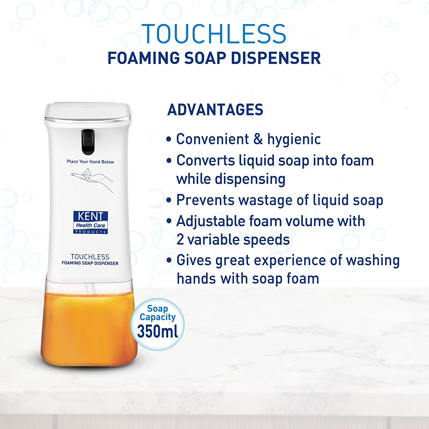 Kent Touchless Foaming Soap Dispenser, 12014, 1.5 W, White