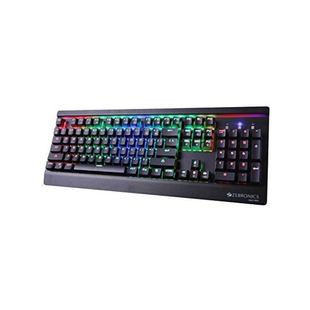 Zebronics zeb-max pro mechanical gaming full size keyboard, (gold plated usb, braided cable)