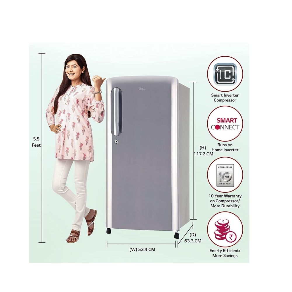 LG 190 L Direct Cool Single Door 4 Star Refrigerator  (Shiny Steel, GL-B201APZY