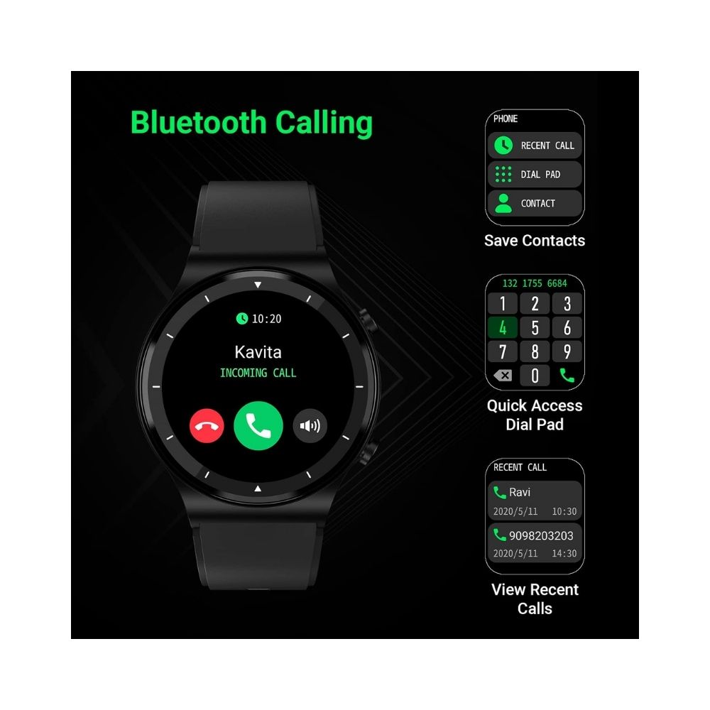 Fire-Boltt 360 Pro Bluetooth Calling, Local Music and TWS Pairing, 360*360 PRO Display Smart Watch Black