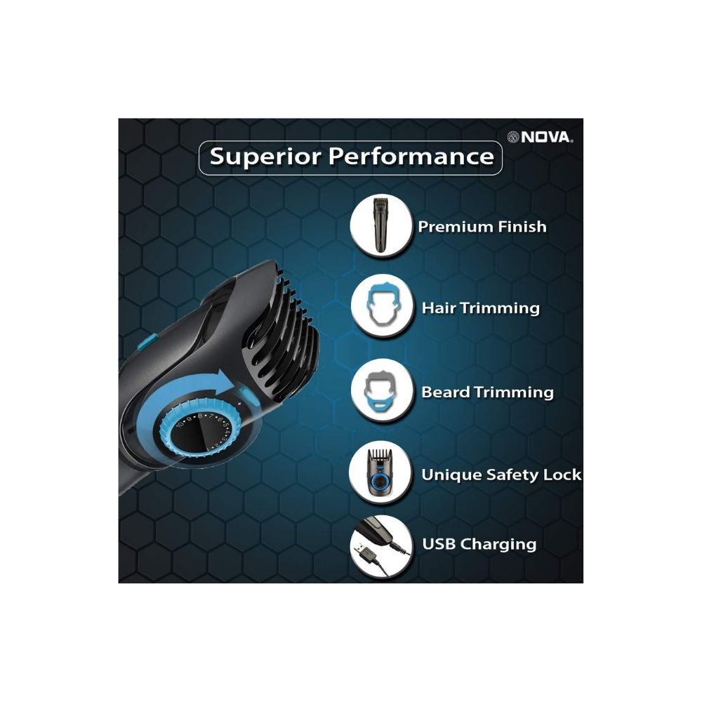 Nova NHT 1097 USB Titanium Coated 20 Length Settings: 45 Minutes Runtime Beard Trimmer