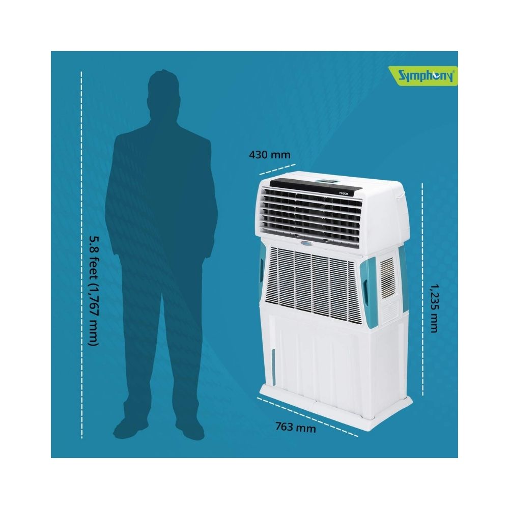 Symphony 110 L Room/Personal Air Cooler  (White, Touch 110)