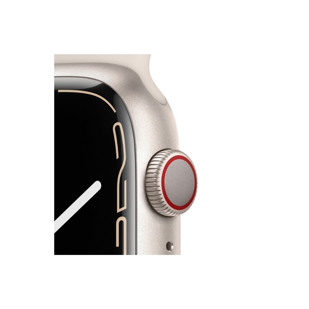 Apple Watch Series 7 GPS + Cellular, MKJQ3HN/A 45 mm Aluminium Case  (White Strap, Regular)