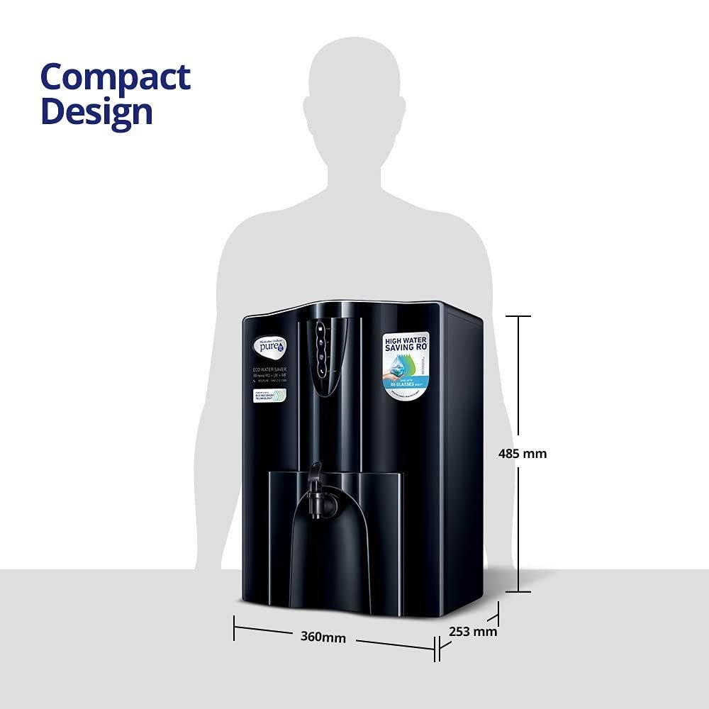 HUL Pureit Eco Water Saver Mineral RO+UV+MF  Black 10L Water Purifier