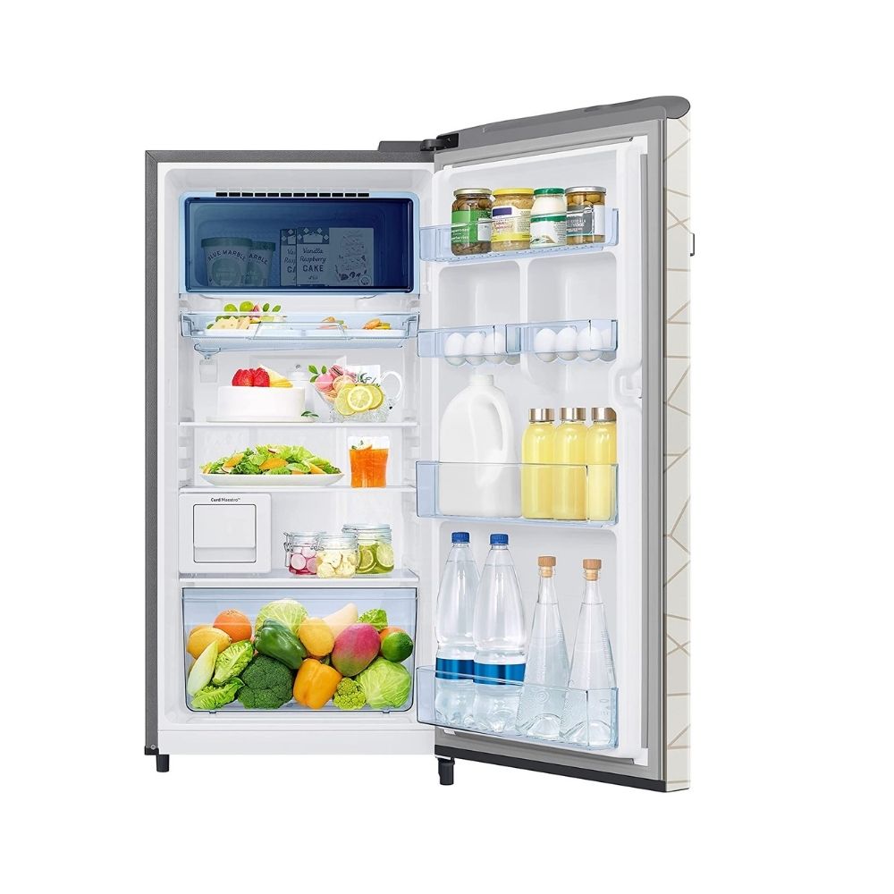 Samsung 192 L 4 Star Inverter Direct cool Single Door Refrigerator(RR21A2J2XWX/HL, Digi- Touch Cool, Curd Maestro, Marble White)