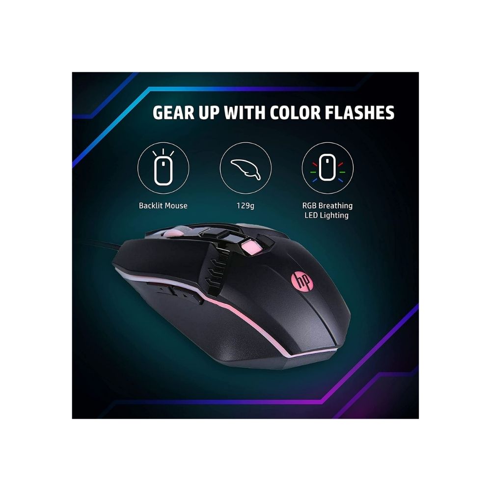HP M270 Backlit USB Wired Gaming Mouse with 6 Buttons, 4-Speed Customizable 2400 DPI(7ZZ87AA)