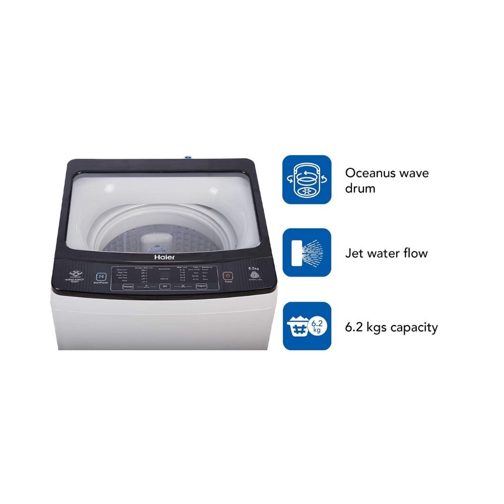 Haier 6.5 Kg Fully-Automatic Top Loading Washing Machine (HWM65-826NZP, Moonlight Grey)
