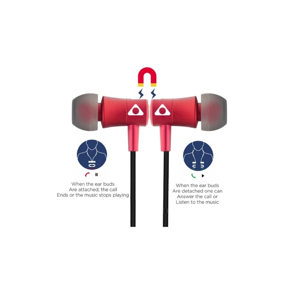 Stuffcool Dizzy Magnetic Wireless Bluetooth 4.1 in-Ear Headphone/Earphone with Mic and Controller - Red