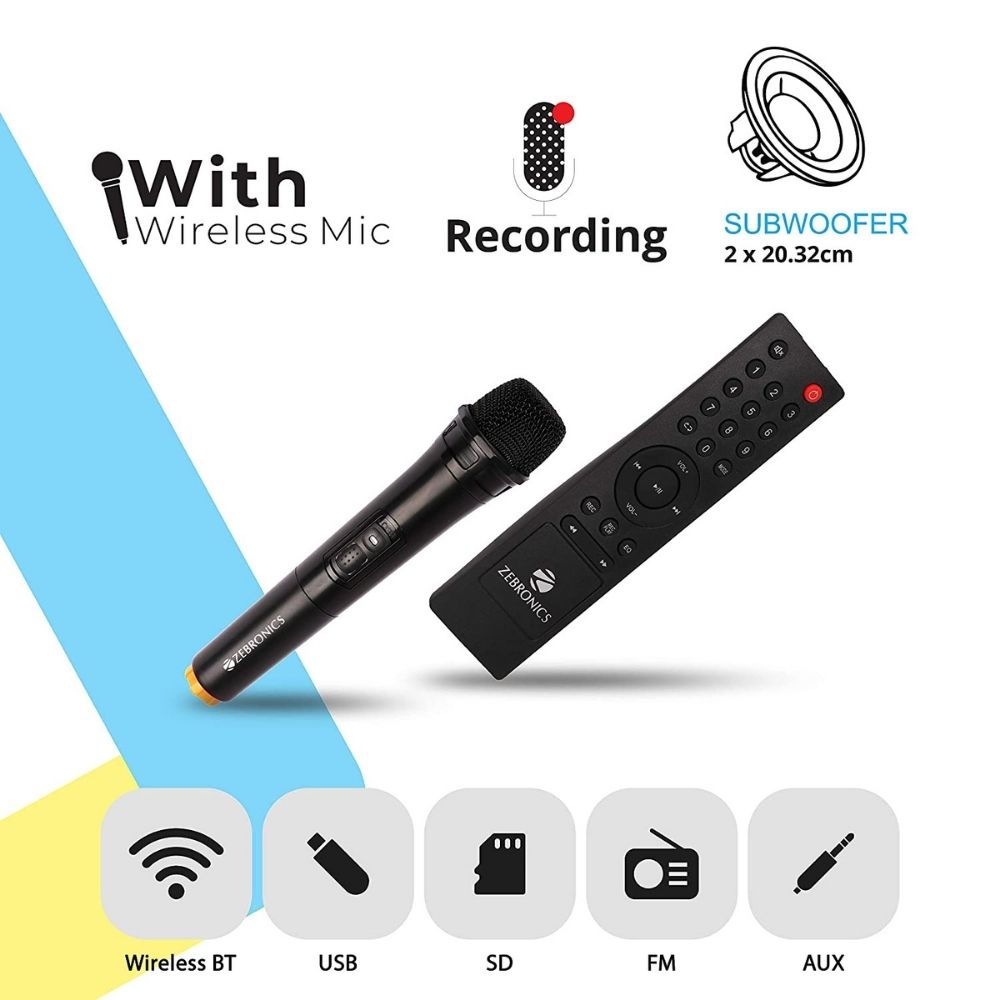 ZEBRONICS ZEB-BT7300RUCF 90 W Bluetooth Tower Speaker  (Black, 2.0 Channel)