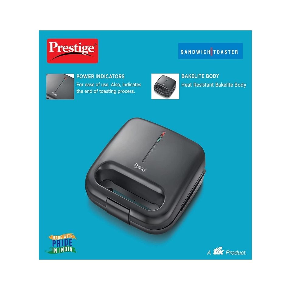 Prestige Sandwich Toaster PSDP 01 With Non-Stick Heating Plates Toast  (Black)