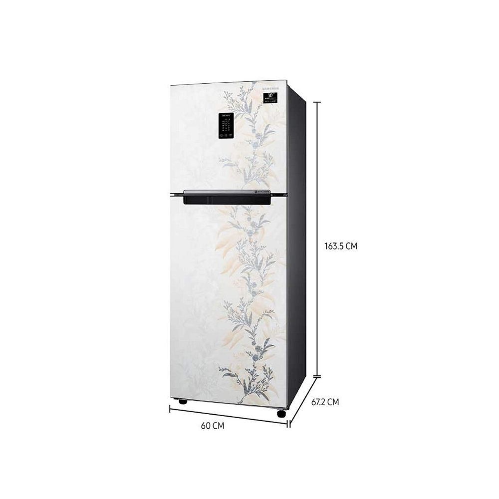 Samsung 314 L 2 Star Inverter Frost-Free Double Door Refrigerator (RT34T46326W/HL, Mystic Overlay White, Convertible)