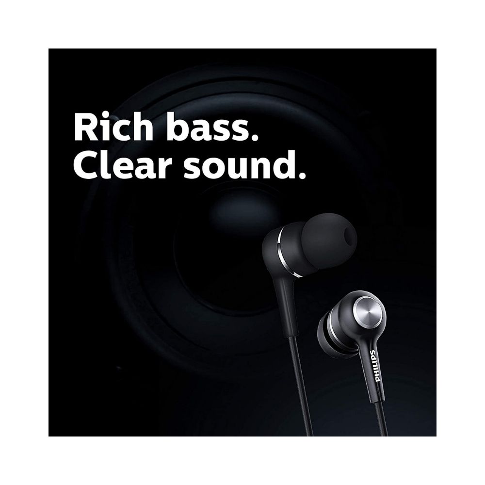 Philips Audio SHE1505 Wired in Ear Earphones with Mic (Black)