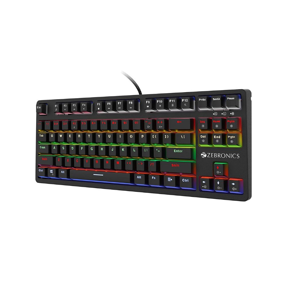 Zebronics Zeb-MAX V2 Premium Mechanical TKL  Keyboard with 87 Tactile Switch Keys, 18 RGB LED Modes