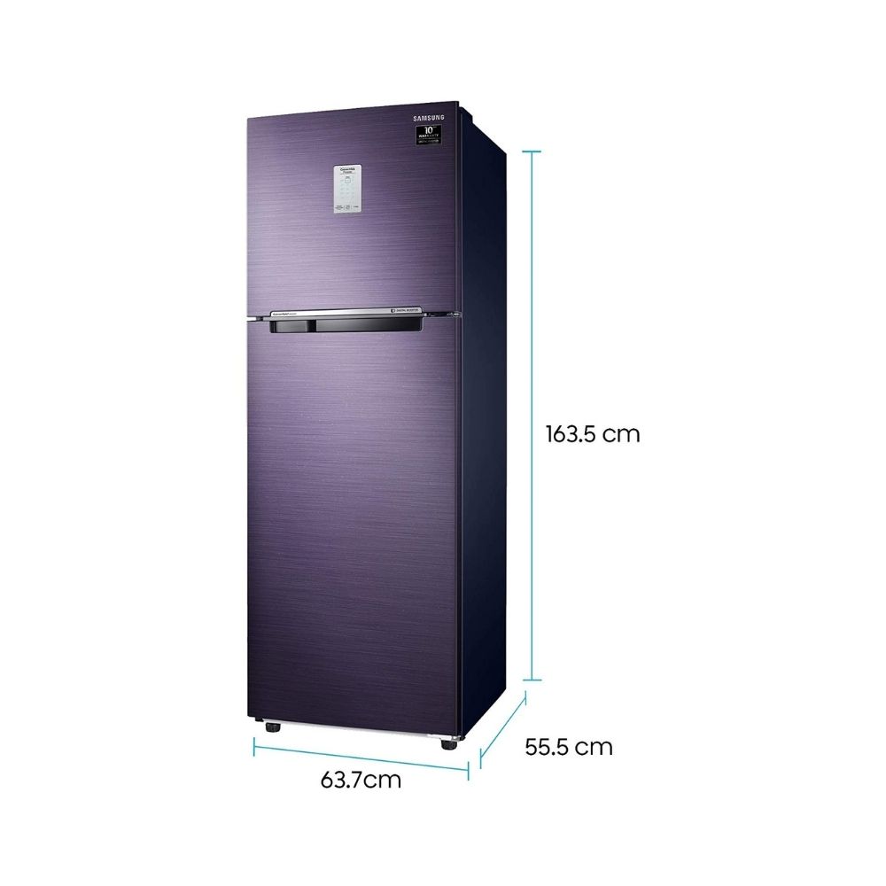 Samsung 265 L 3 Star Inverter Frost-Free Double Door Refrigerator (RT30T3A23UT/HL, Pebble Blue, Convertible)