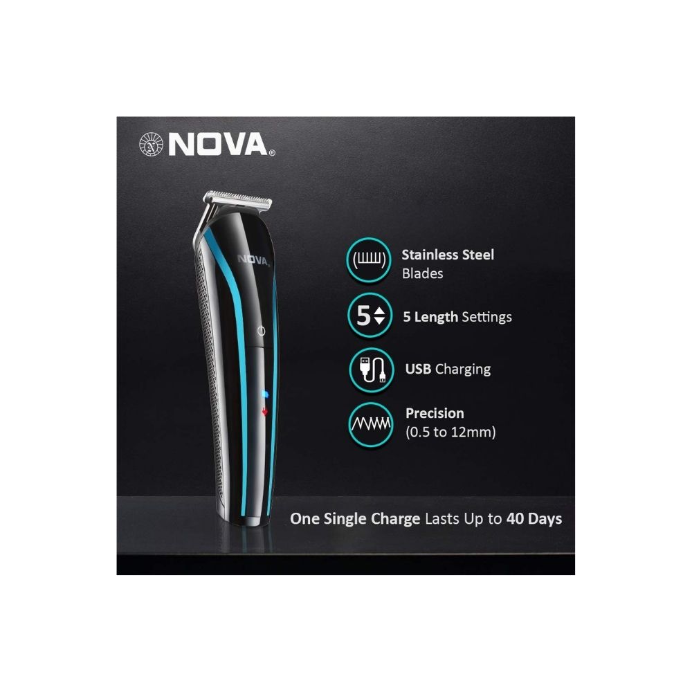 Nova NHT 1073 USB Rechargeable and Cordless: 60 Minutes Runtime Professional Hair Clipper for Men