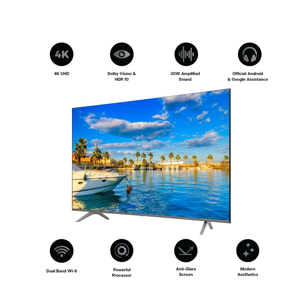 Vu 108 cm (43 Inches) Premium 4K Series Smart Android LED TV 43PM (Grey)
