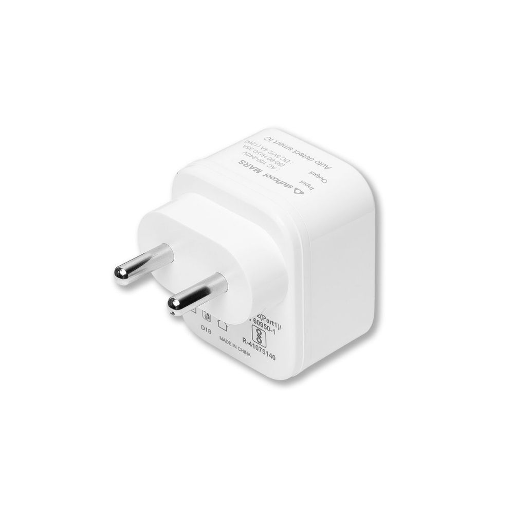 Stuffcool Wall Charger, Mars 2.4A 5V Universal Dual USB Charger Power Adapter - White