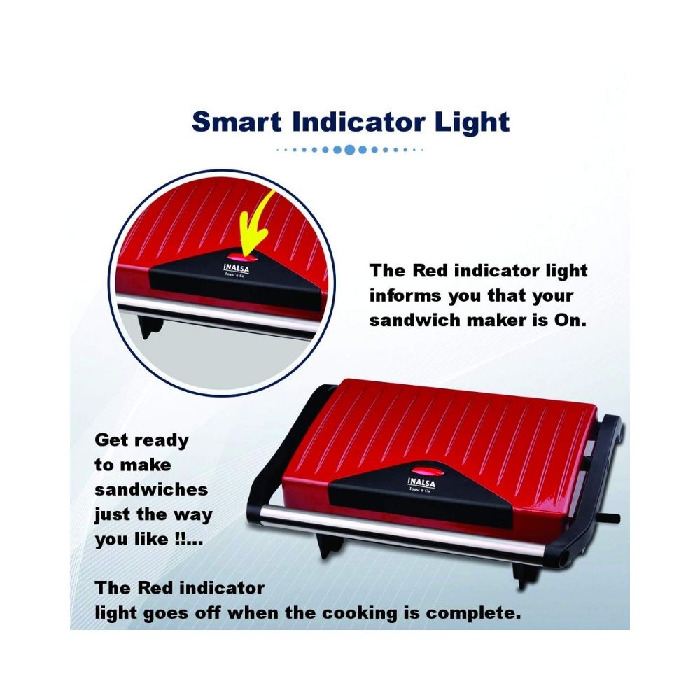 Inalsa Sandwich Grill Toaster Toast & Co 750 Watt (Red / Black)