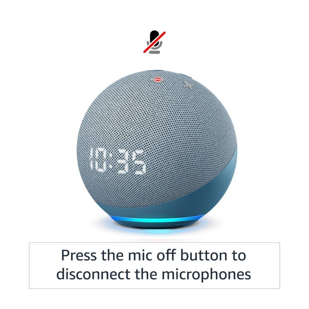 Echo Dot (4th Gen) with smart speaker with powerful bass, LED display and Alexa (Blue)