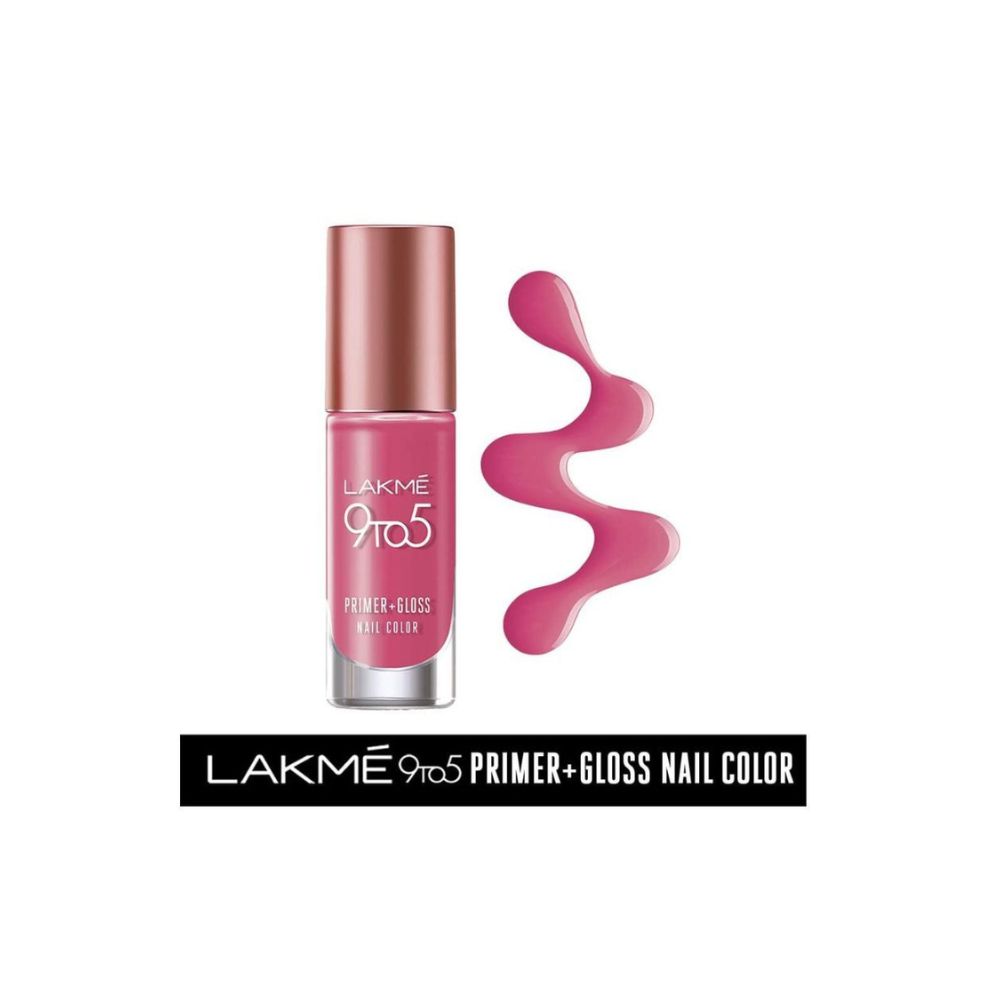 Lakme 9 to 5 Primer + Gloss Nail Colour, Rose Crush, 6 ml