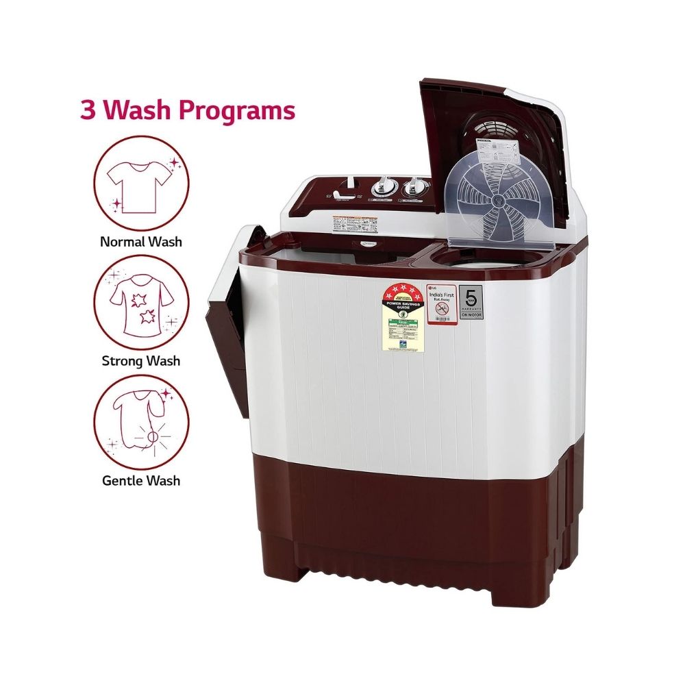 LG 7 kg Semi Automatic Top Load  White, Burgabdy red  (P7010RRAZ)