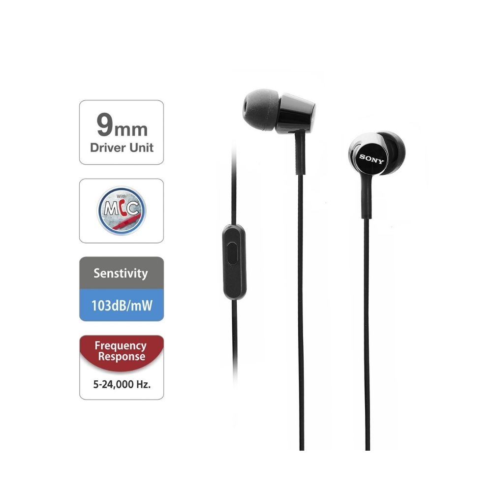 Sony MDR-EX155AP Wireless in Ear Headphone with Mic (Black)