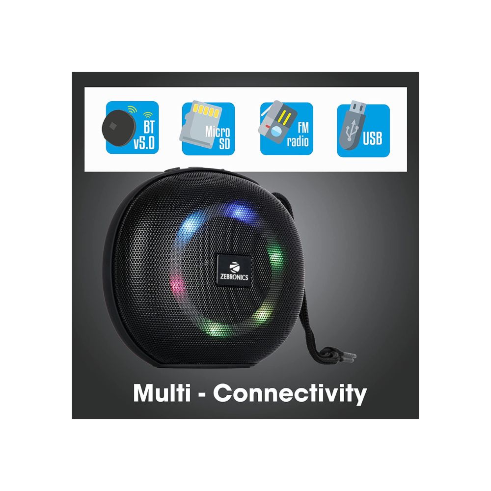 Zebronics Zeb-Delight 10 Wireless Bluetooth v5.0 Portable Speaker (Black)