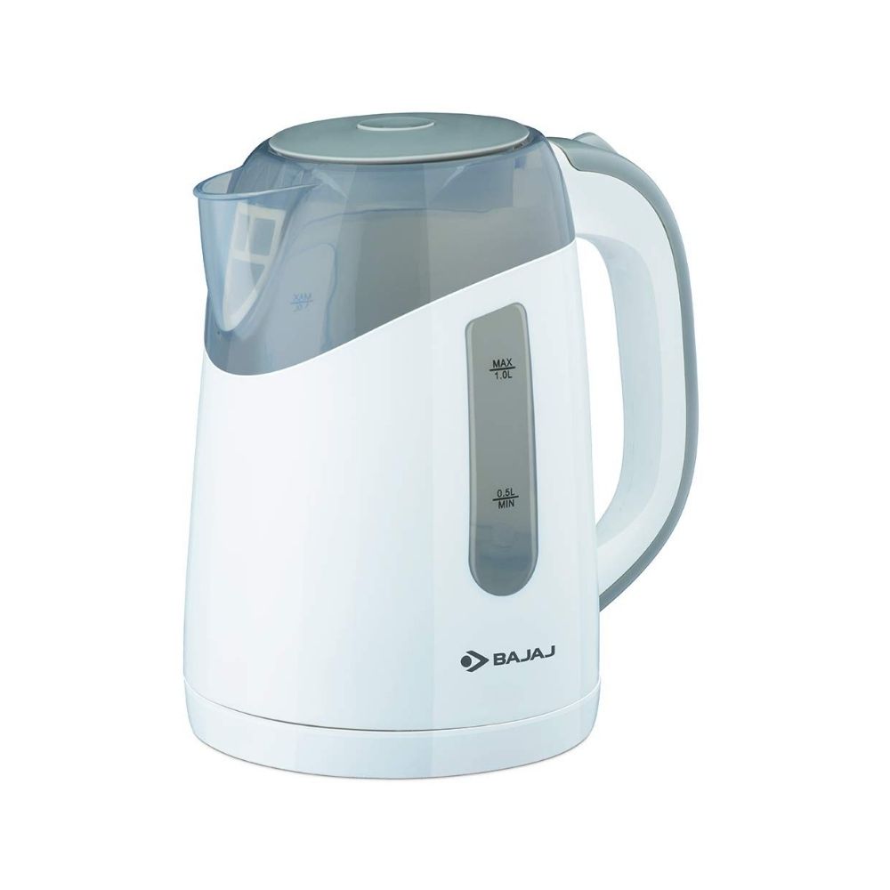 Bajaj glimmer 1 l kettle 1100 w with led glow, heatproof and shockproof body, white, small (670105)