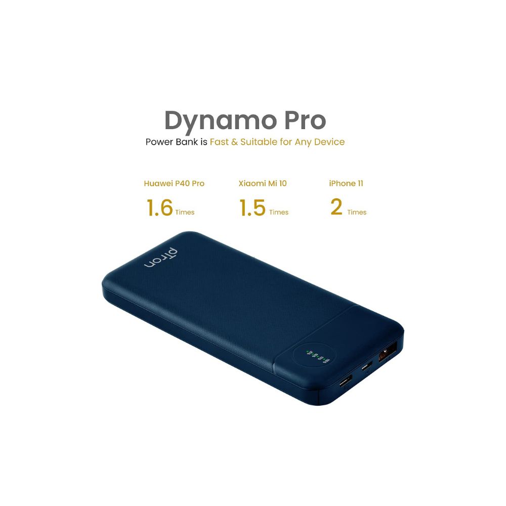 PTron 10000 mAh lithium_polymer Dynamo Pro Power Bank with 18 Watt Fast Charging, Black