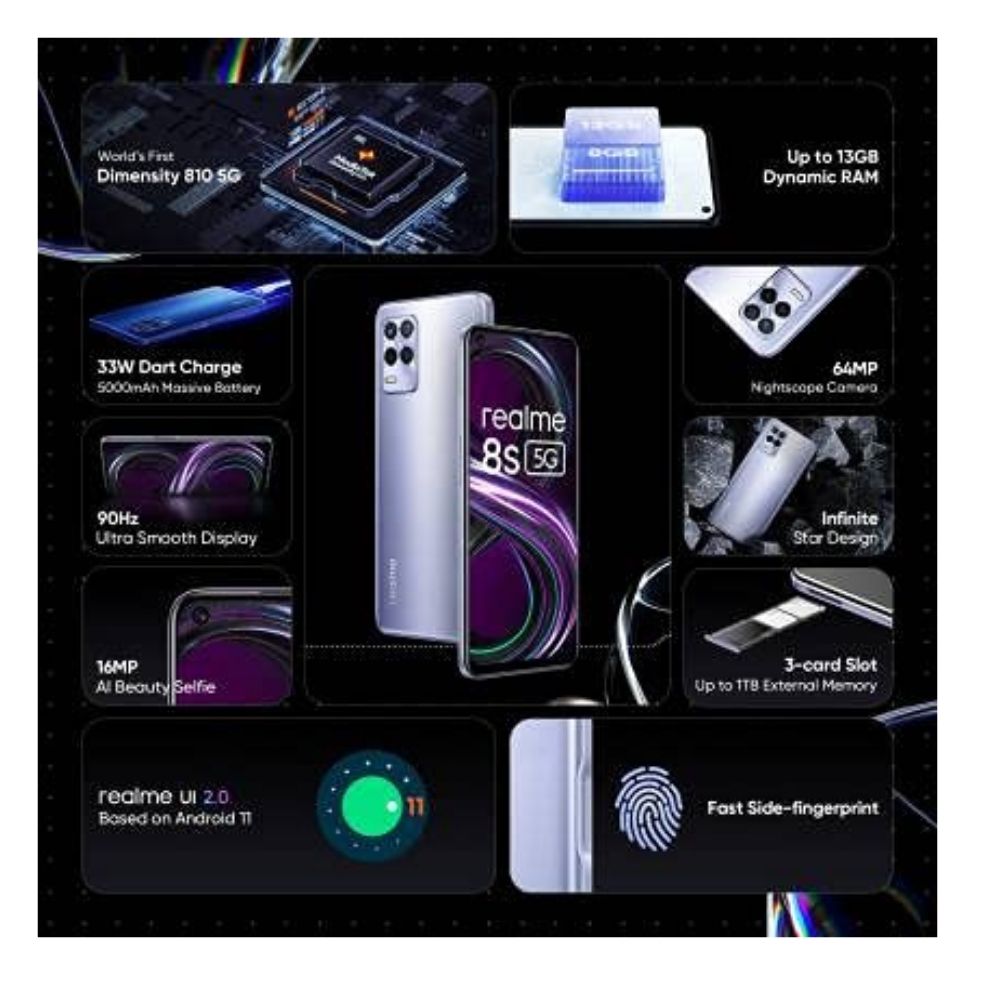 realme 8s 5G (Universe Purple, 6GB RAM, 128GB Storage), Medium