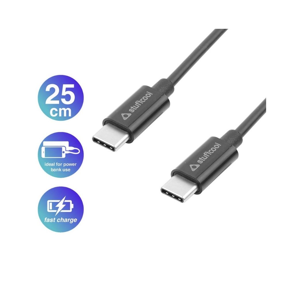 Stuffcool Minima 3Amp USB Type-C to USB-C Fast Charging Data Cable - 15cm