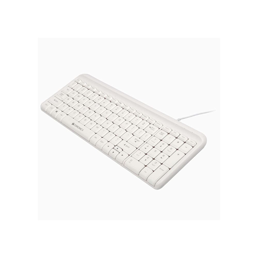 Zebronics Zeb-Glide USB Wired Multimedia Keyboard for PC/Laptop with Rupee Symbol Key(White)