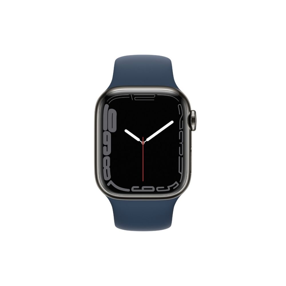 Apple Watch Series 7 GPS + Cellular, MKJ13HN/A 41 mm Stainless Steel Case  (Grey Strap, Regular)