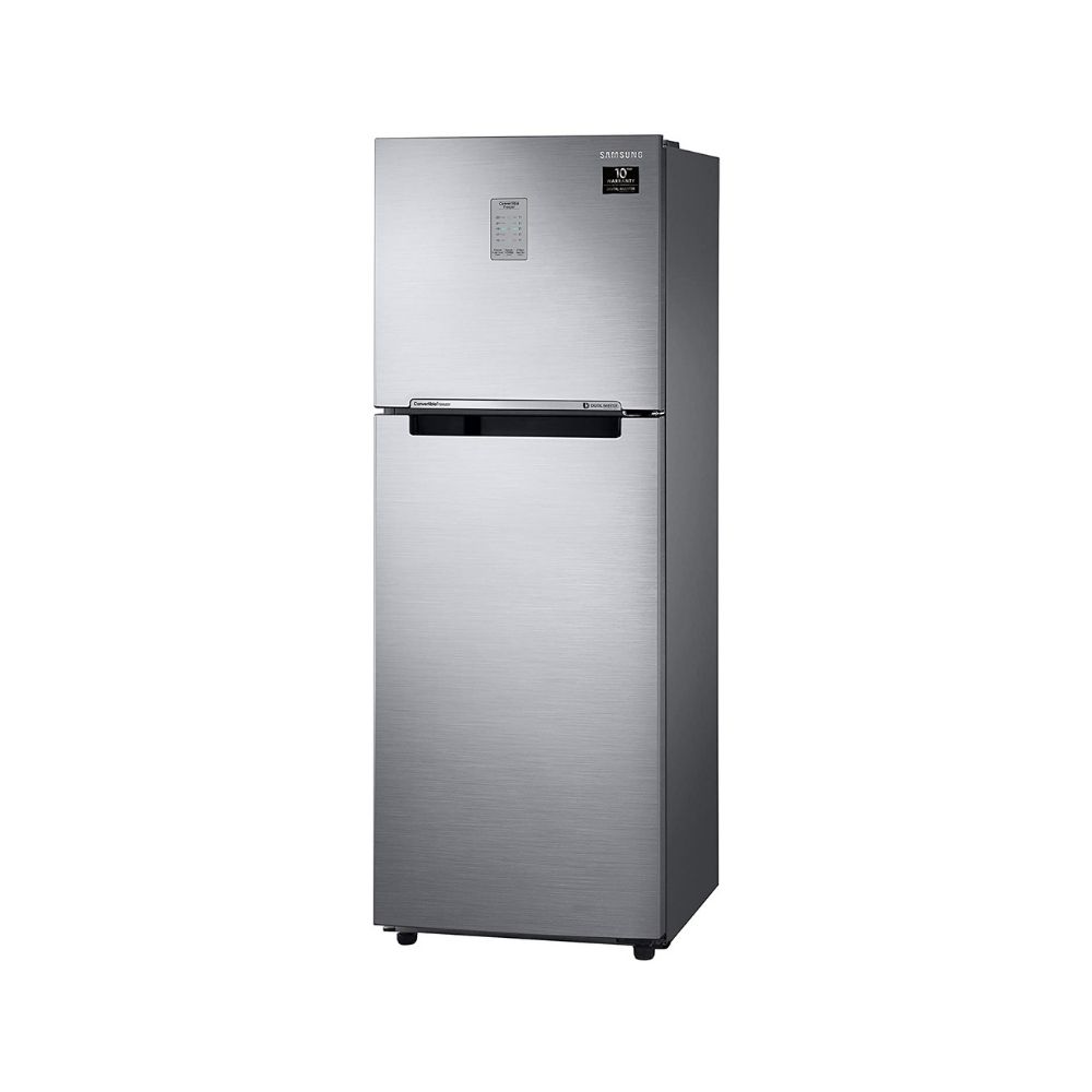 Samsung 253L 2 Star Inverter Frost Free Double Door Refrigerator(RT28A3722S8/NL, Elegant Inox, Convertible), Silver, Large