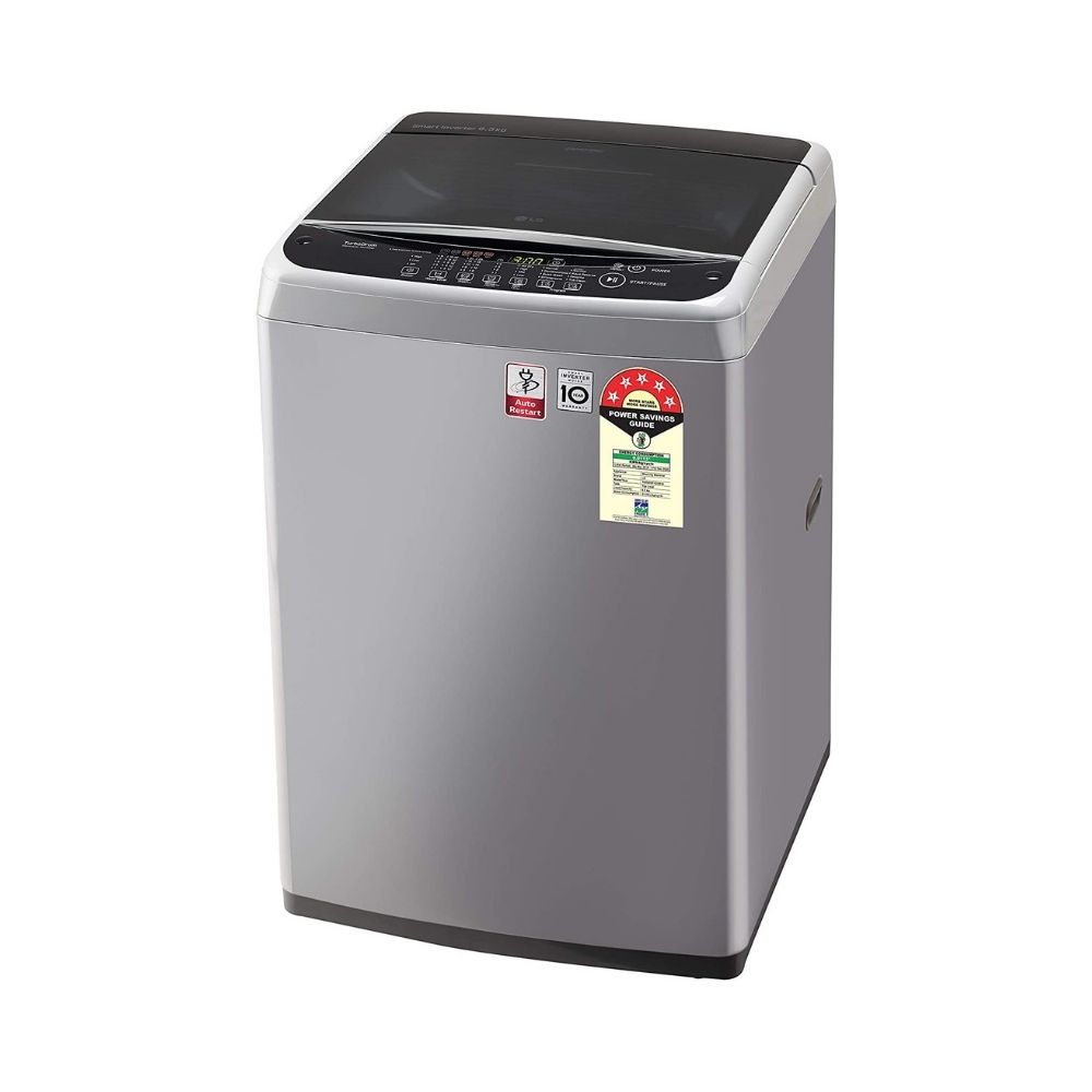 LG 9.0 Kg 5 Star Smart Inverter Fully-Automatic Top Loading Washing Machine (T90SJSF1Z, Middle Free Silver, Jet Spray+)