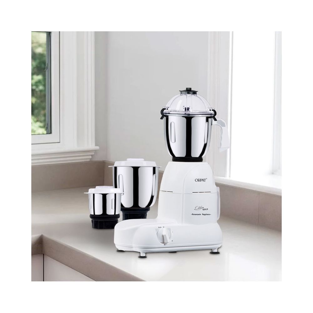 Orpat Kitchen Gold 800 Mixer Grinder (3 Jars, White )