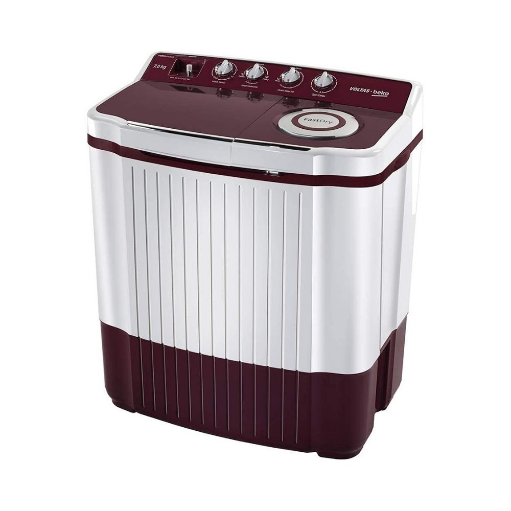 Voltas Beko 7Kg Semi Automatic Top Loading Washing Machine (WTT70DLIM,Burgundy)